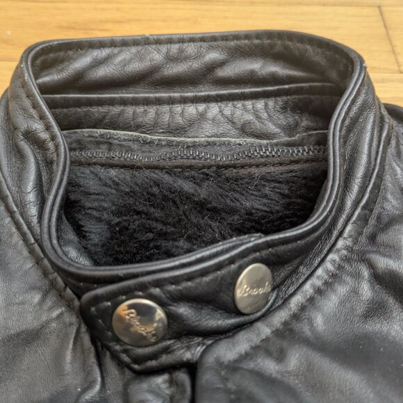 Vintage Brooks Black Leather Cafe Motorcycle Jacket Size 42 With Winter Liner - Picture 10 of 16